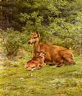 Doe And Fawn In A Thicket by Rosa Bonheur